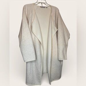 Athleta Heathered Cream Open-Front Draped Cardigan